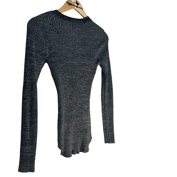 Womens Rue 21 Heather Gray Long Lace Up Ribbed Henley Top Shirt Large - Picture 5 of 8